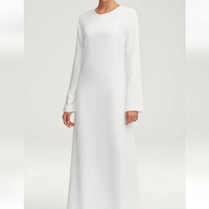 Basic Long Sleeve Maxi Dress - White